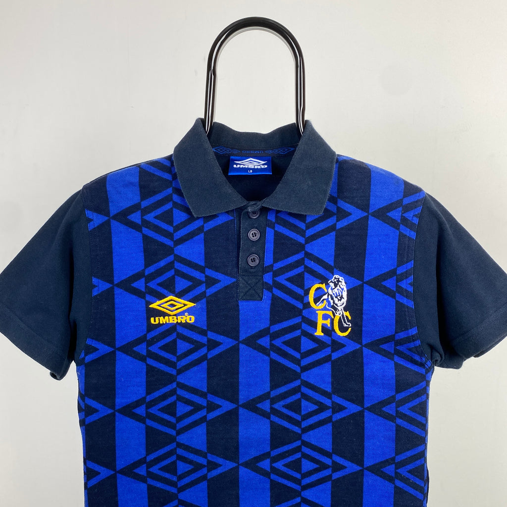 Retro Umbro Chelsea Polo Shirt T-Shirt Blue XS