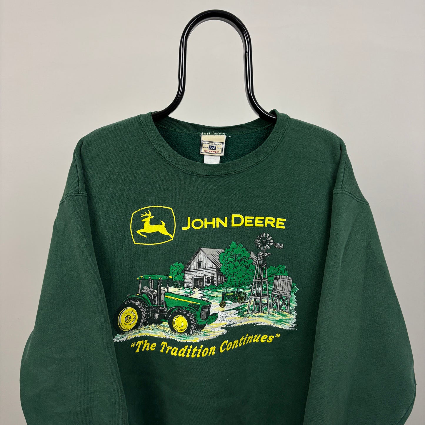 90s Lee John Deere Tractor Sweatshirt Green Large