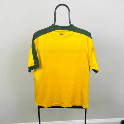 90s Nike Brazil Football Shirt T-Shirt Yellow Small