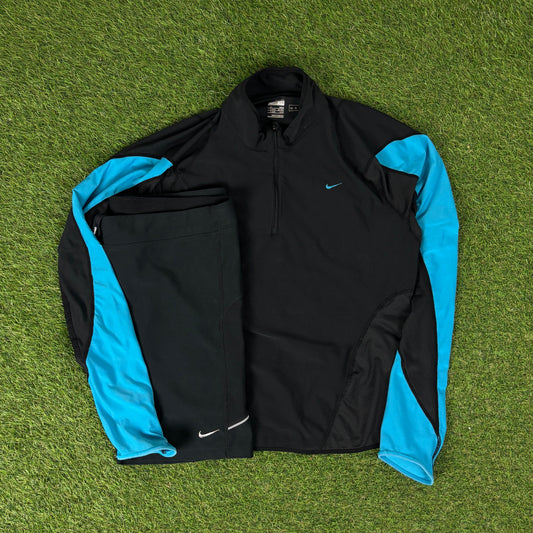 00s Nike Running Set Jacket + Shorts Black Women’s XL