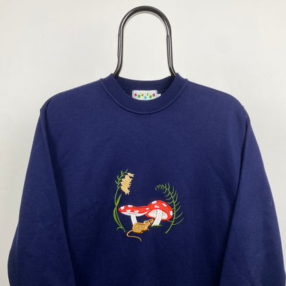 Retro 90s Mouse Sweatshirt Blue Medium