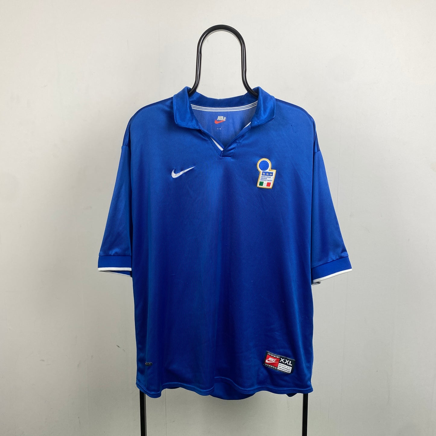 90s Nike Italy Football T-Shirt Blue XXL