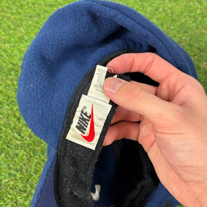 90s Nike Fleece Ear Flap Beanie Hat Blue
