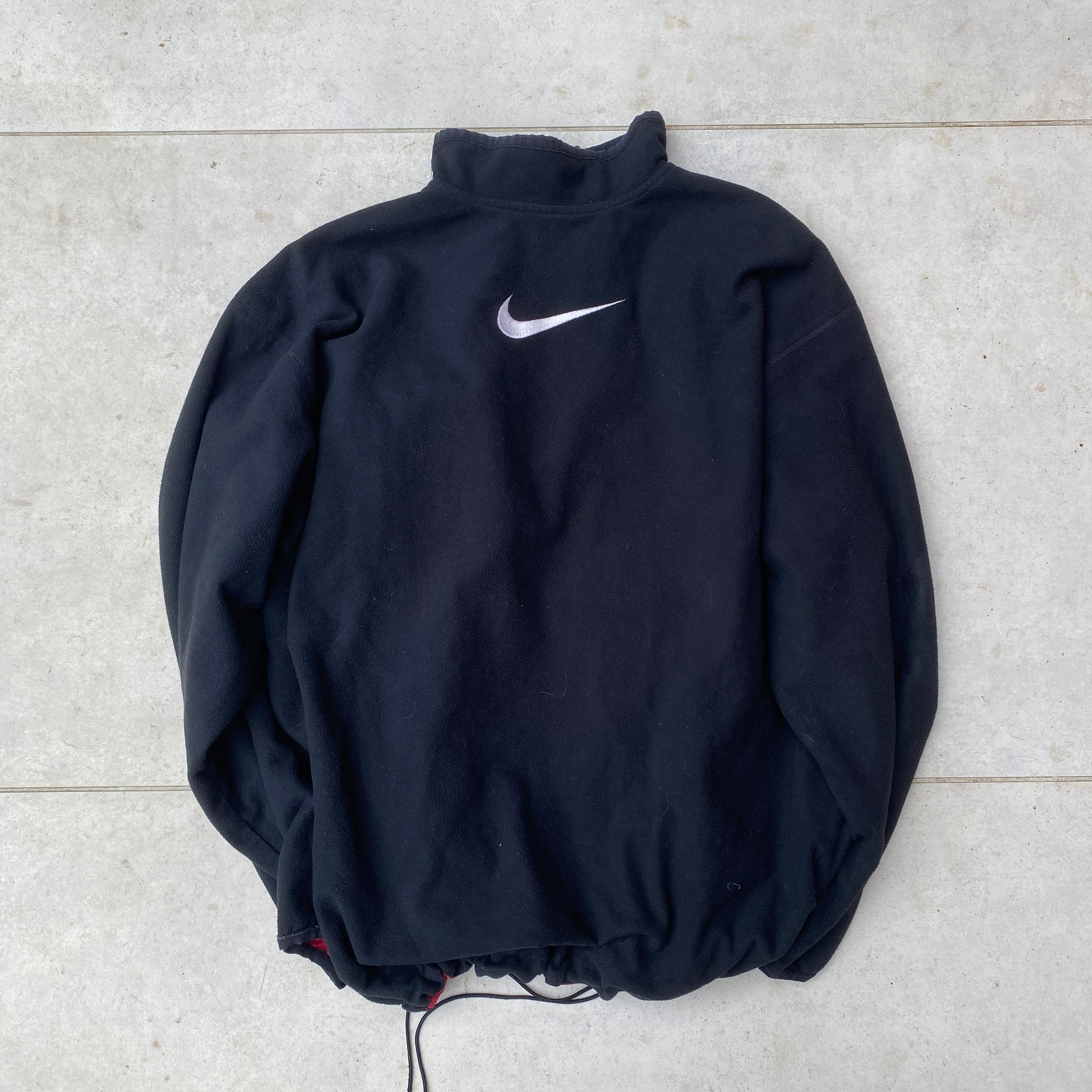 90s Nike Reversible 1/4 Zip Fleece Coat Jacket Black Large