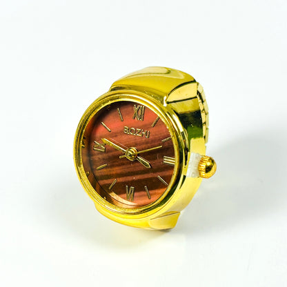Retro Adjustable Watch Ring Gold Brown