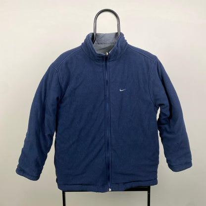 00s Nike Reversible Fleece Coat Jacket Blue Large