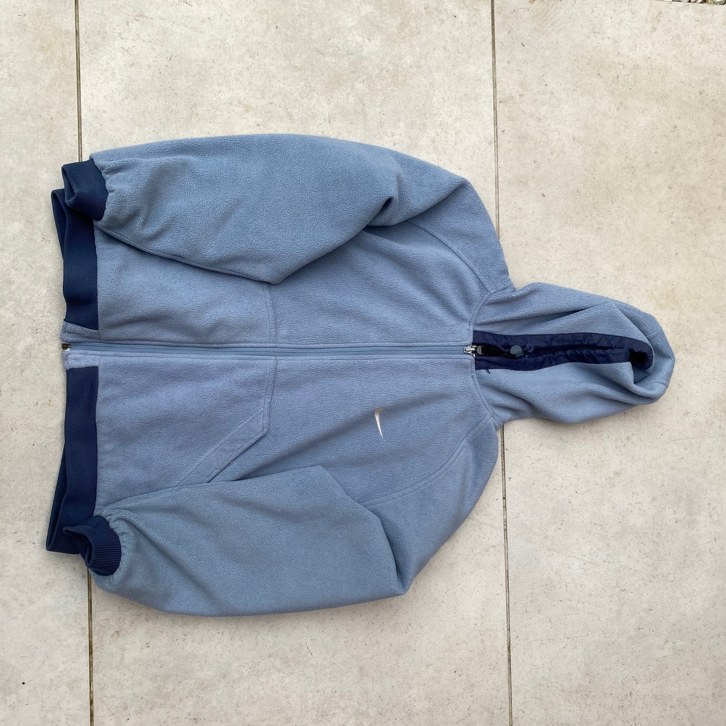 90s Nike Reversible Fleece Coat Jacket Blue Medium