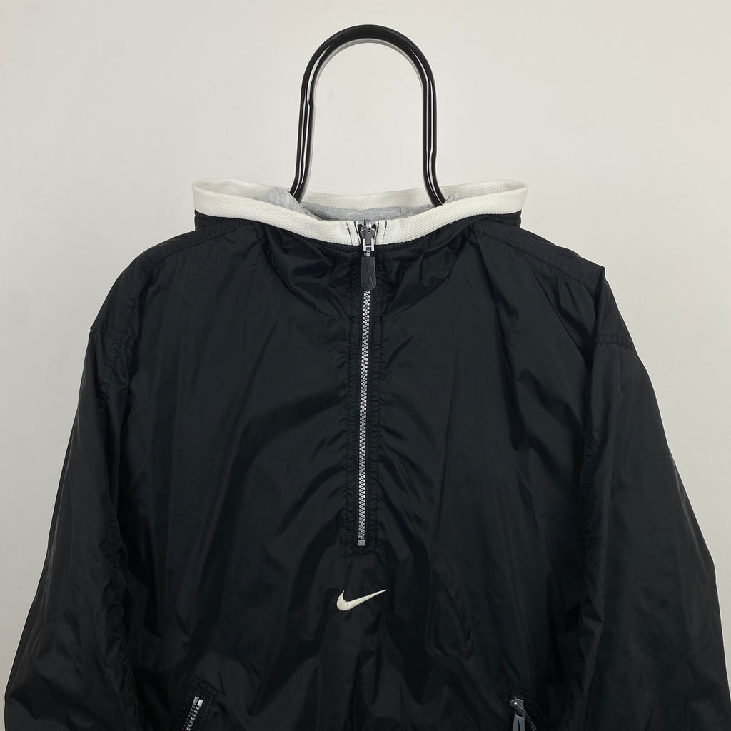 90s Nike Reversible 1/4 Zip Windbreaker Jacket Black Large