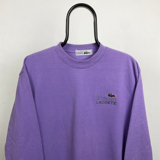 Retro Lacoste Knit Sweatshirt Purple Large