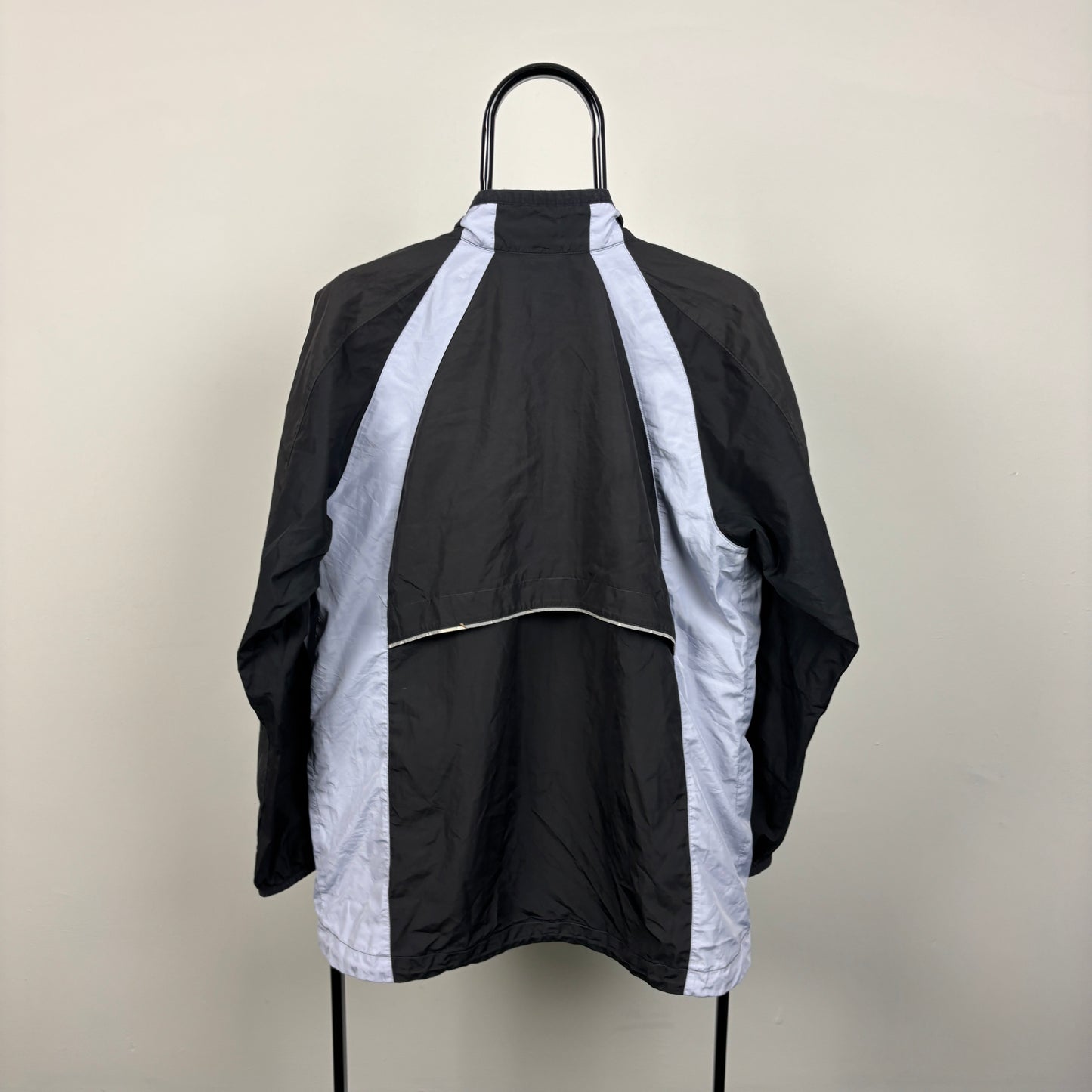 90s Nike Reflective Windbreaker Jacket Black Black Large