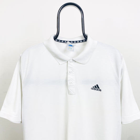 90s Adidas Polo Shirt T-Shirt White Large