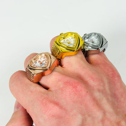 Heart Watch Ring Gold