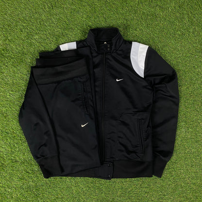 00s Nike Windbreaker Jacket + Joggers Set Black Medium