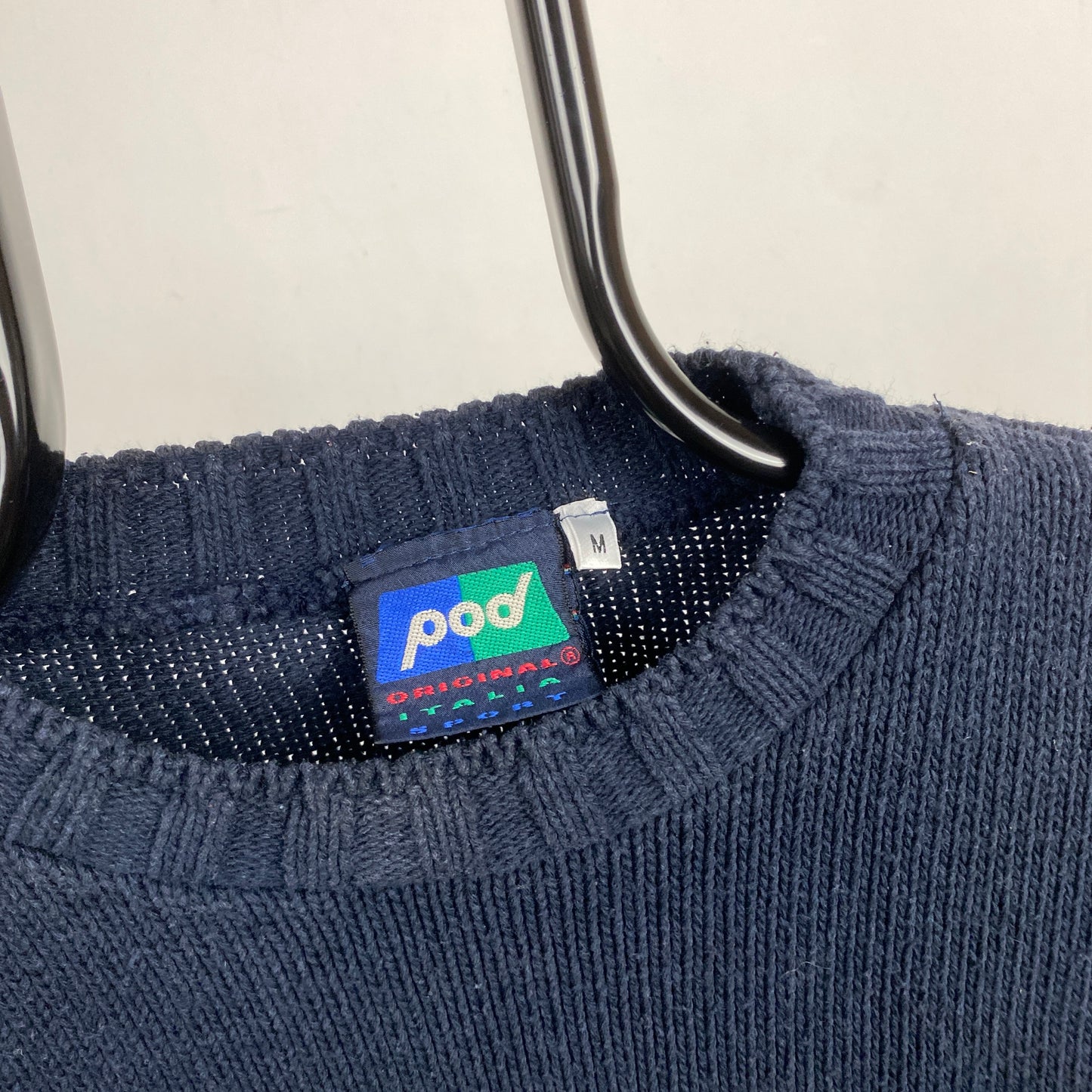 Retro 90s Pod Knit Sweatshirt Blue Medium