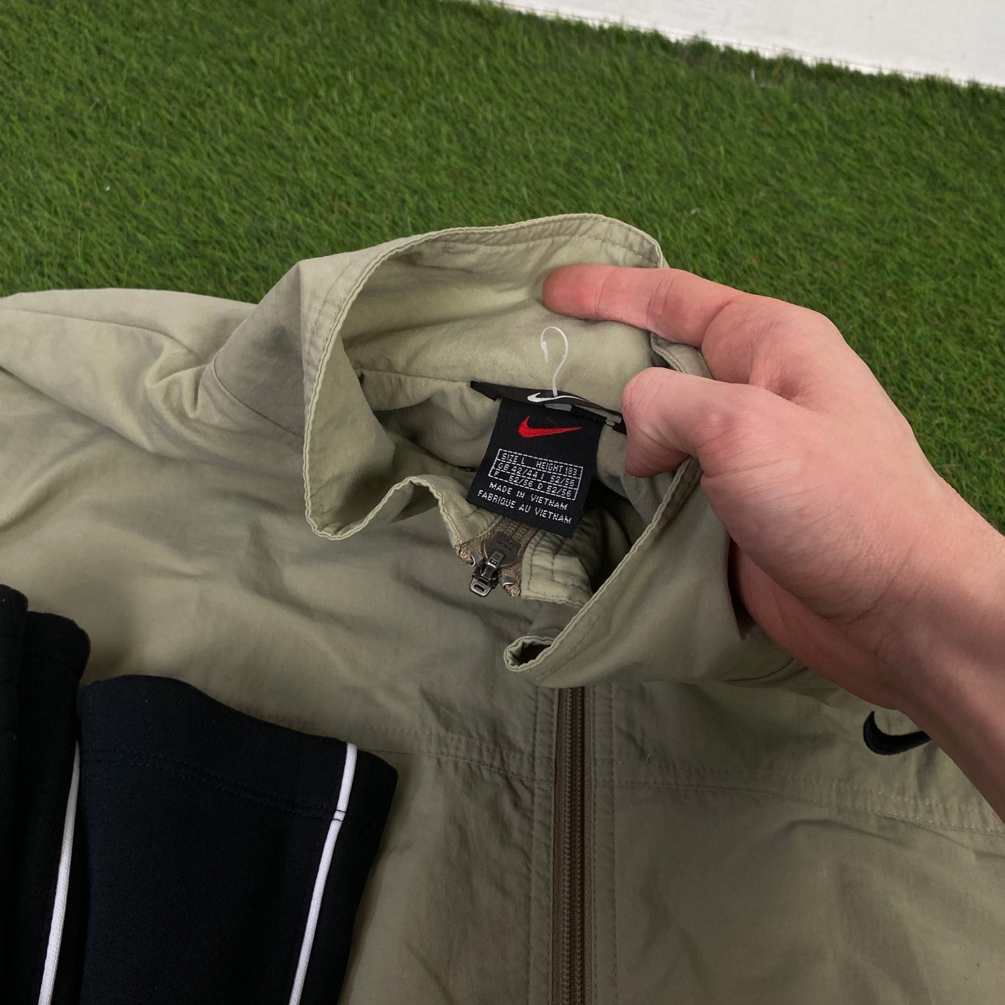 00s Nike Piping Tracksuit Jacket + Joggers Set Brown Large