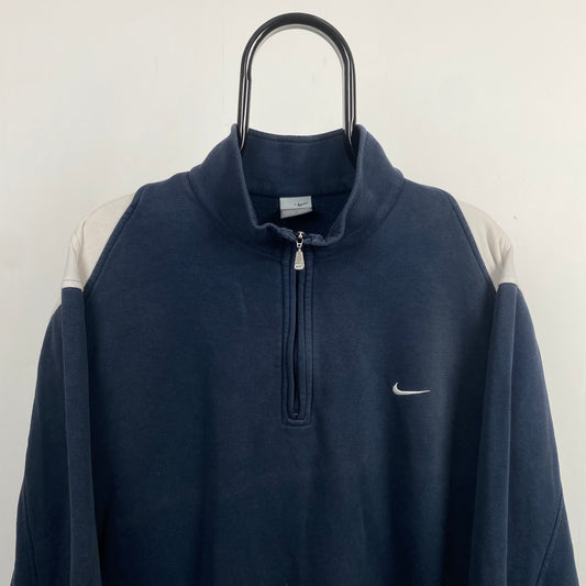 00s Nike 1/4 Zip Sweatshirt Blue XL