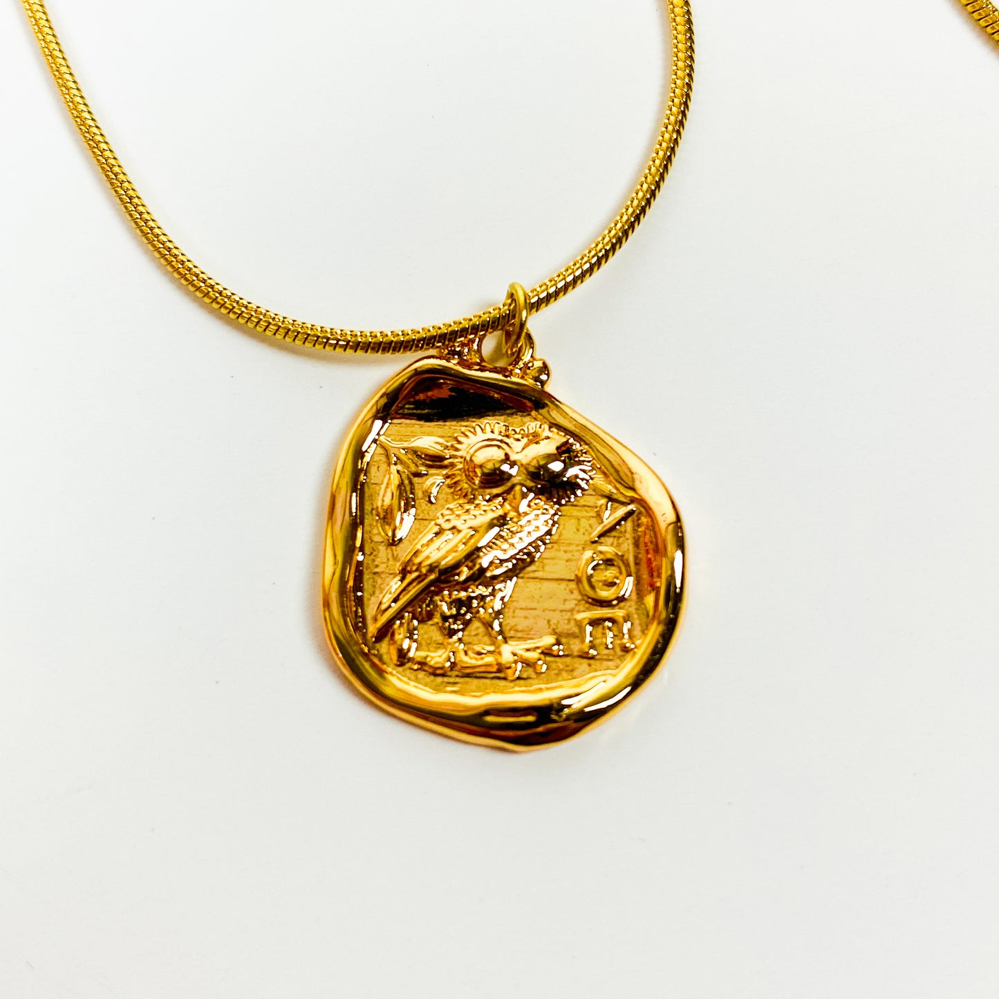 Retro Owl Stamp Necklace Chain Gold