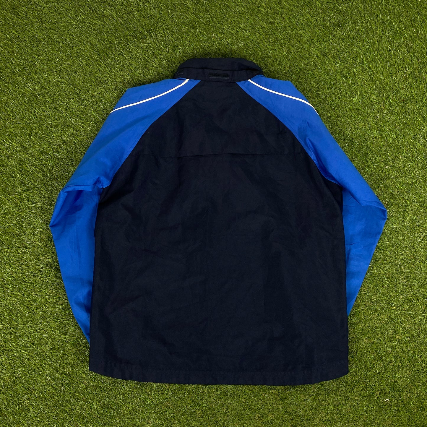 00s Nike Piping Windbreaker Jacket + Joggers Set Blue Small