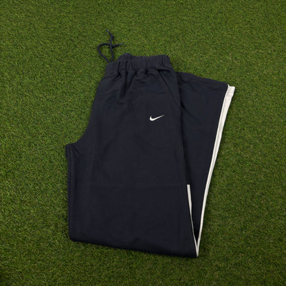 00s Nike Wide Leg Piping Cotton Joggers Blue Small