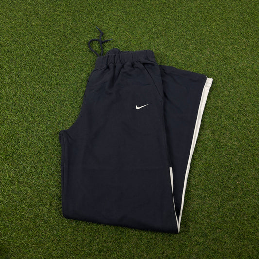 00s Nike Wide Leg Piping Cotton Joggers Blue Small