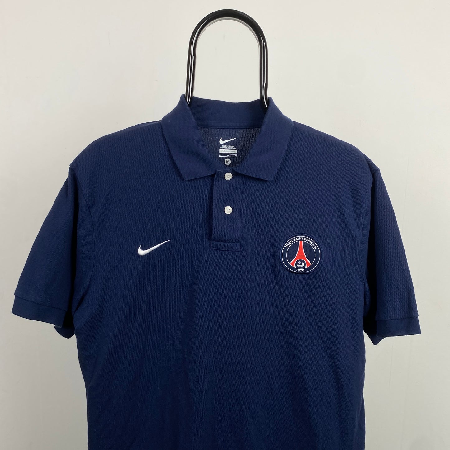 00s Nike PSG Polo Shirt T-Shirt Blue Medium