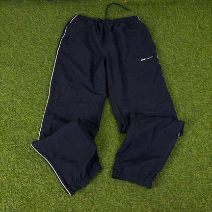 00s Reebok Piping Windbreaker Jacket + Joggers Set Blue Small