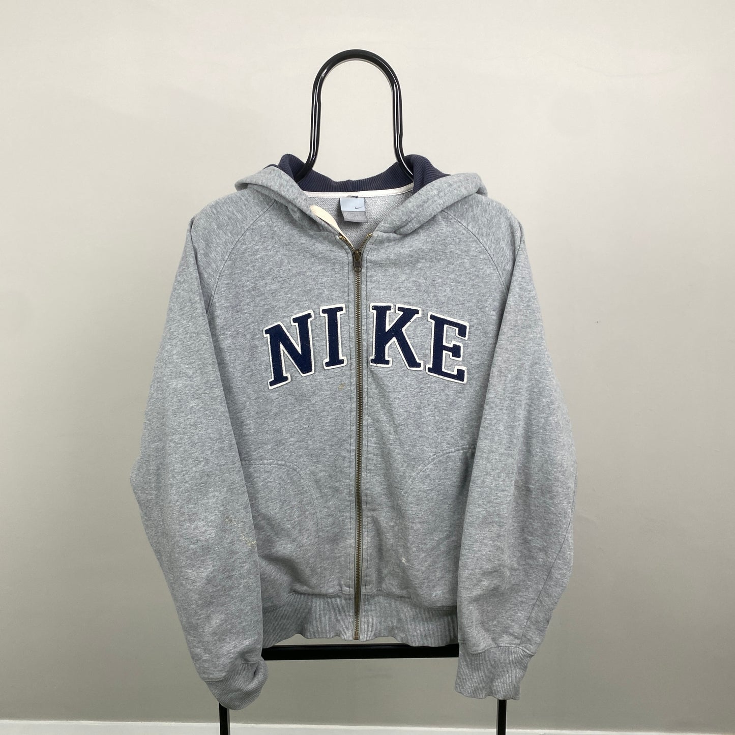 00s Nike Zip Up Hoodie Grey Large