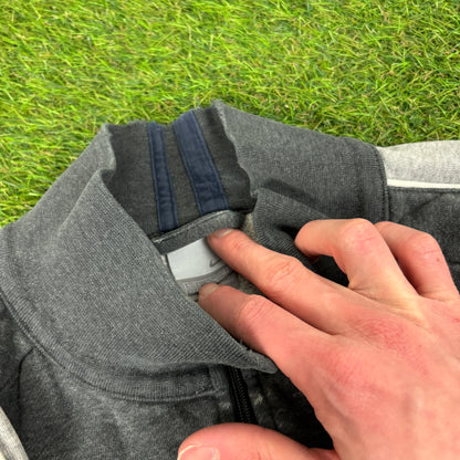 00s Nike Cotton Tracksuit Jacket + Joggers Set Grey Large