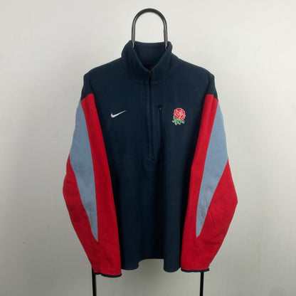 00s Nike England Rugby Fleece Sweatshirt Blue Large