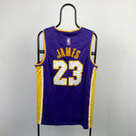 00s Nike Lakers James NBA Basketball Jersey Vest T-Shirt Purple XL