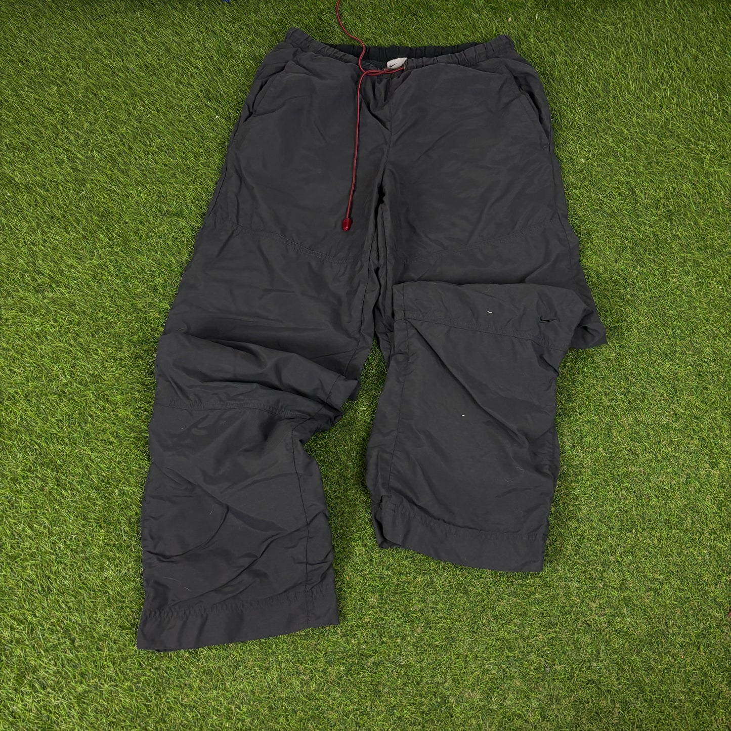00s Nike Reflective Windbreaker Jacket + Joggers Set Black Medium