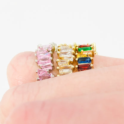 Retro Prism Gemstone Band Ring Gold