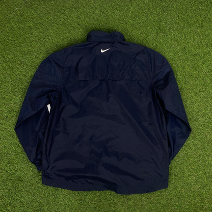 00s Nike Piping Windbreaker Jacket + Joggers Set Blue Small