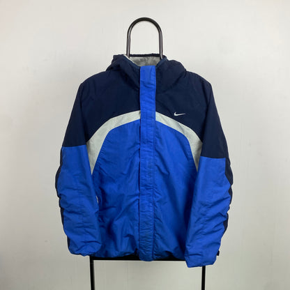 00s Nike Reversible Fleece Coat Jacket Blue Small