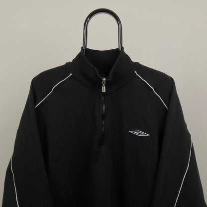Retro Umbro 1/4 Zip Sweatshirt Black XXL