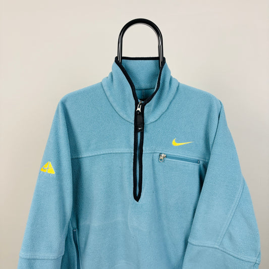 90s Nike ACG 1/4 Zip Fleece Sweatshirt Blue Medium