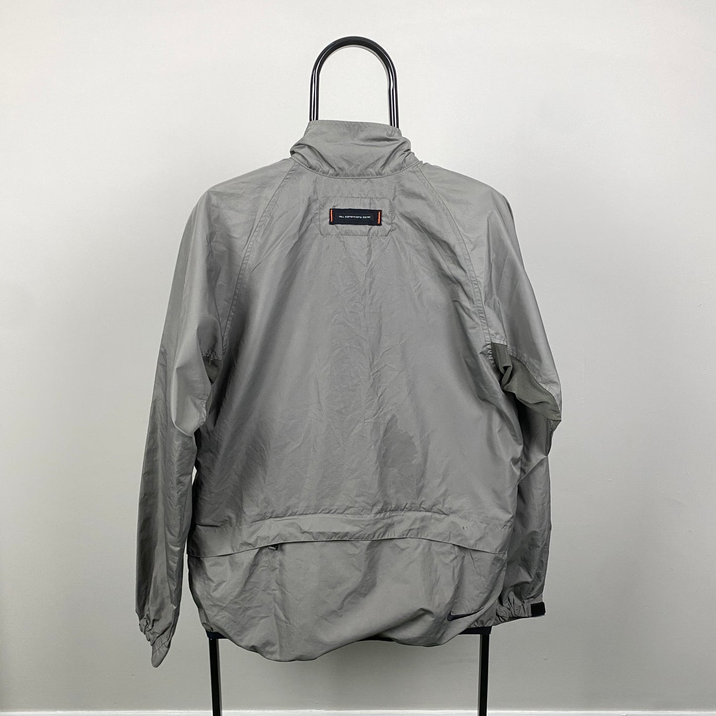 90s Nike ACG Packable Windbreaker Coat Jacket Grey Medium