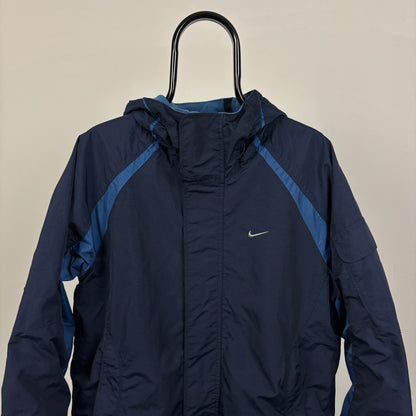 00s Nike Reversible Fleece Coat Jacket Blue Small