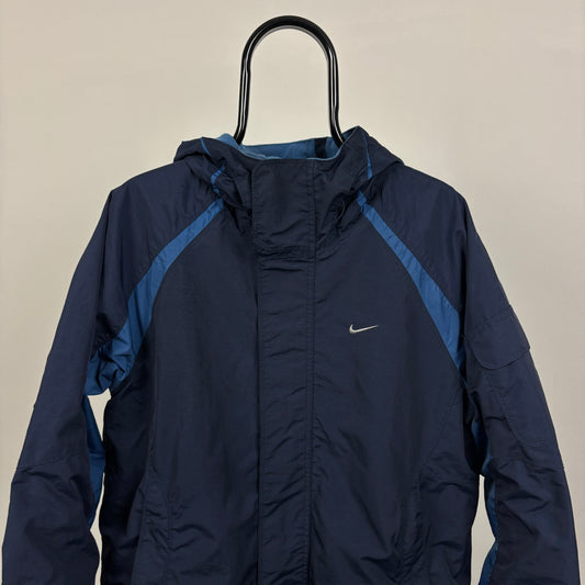 00s Nike Reversible Fleece Coat Jacket Blue Small