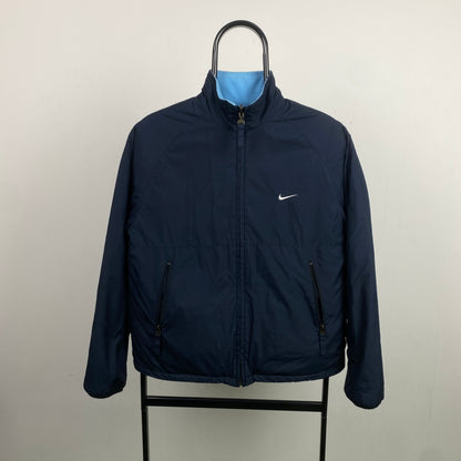 00s Nike Reversible Fleece Coat Jacket Blue Medium