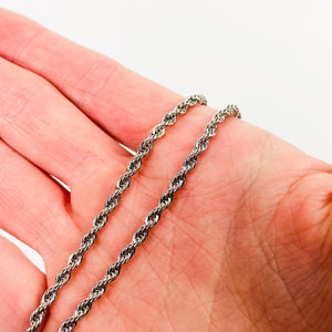Retro Cube Link Necklace Chain Silver