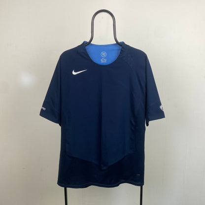 00s Nike Football Shirt T-Shirt Blue Large