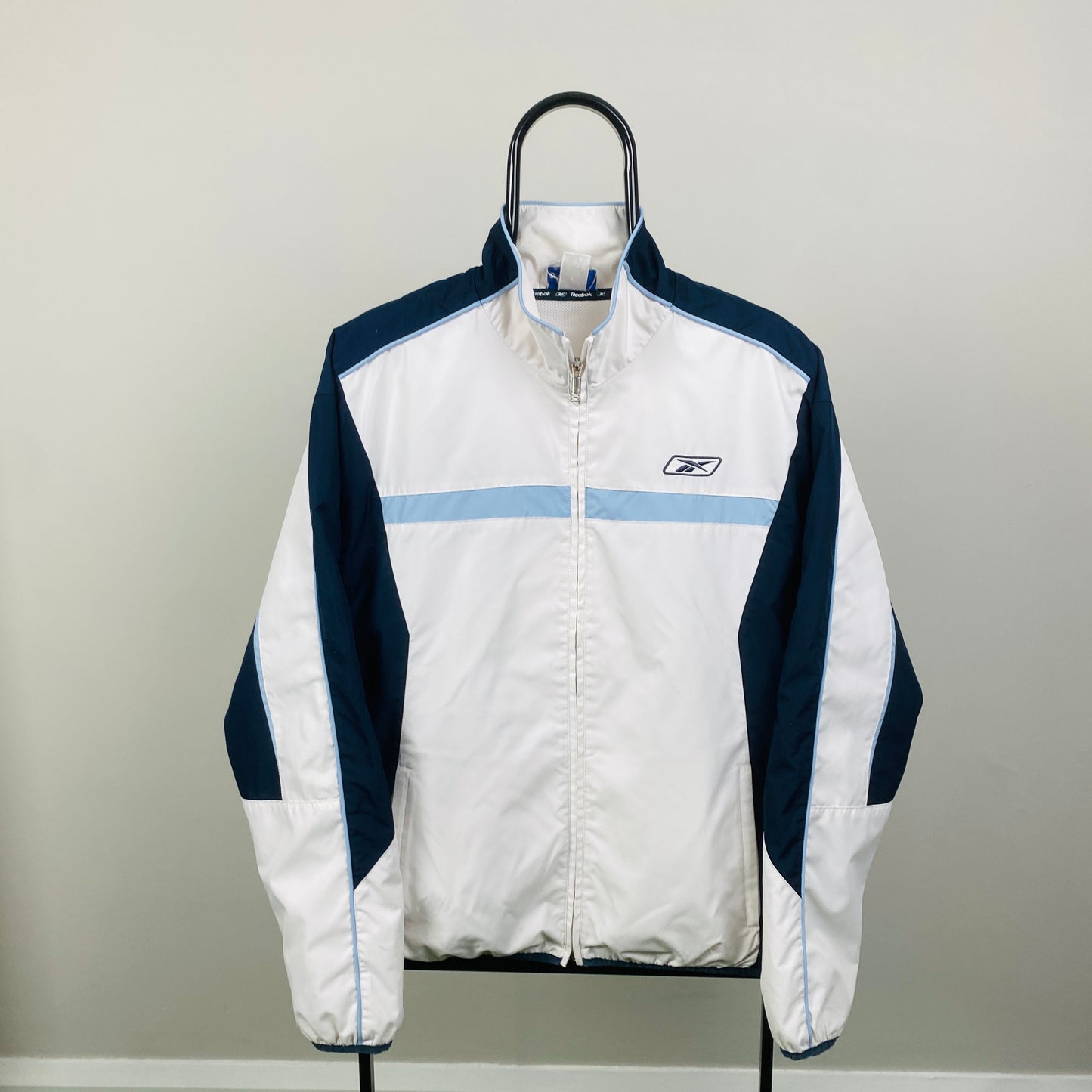 00s Reebok Piping Windbreaker Jacket White Small