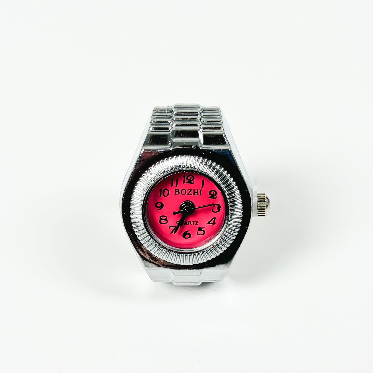 Retro Adjustable Watch Ring Silver Rose