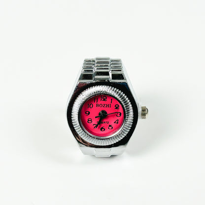 Retro Adjustable Watch Ring Silver Rose