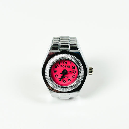 Retro Adjustable Watch Ring Silver Rose