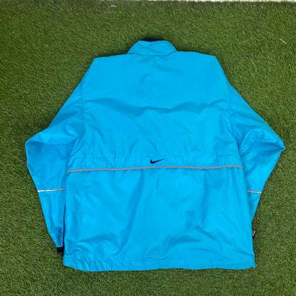 90s Nike Piping Windbreaker Jacket + Joggers Set Blue Medium