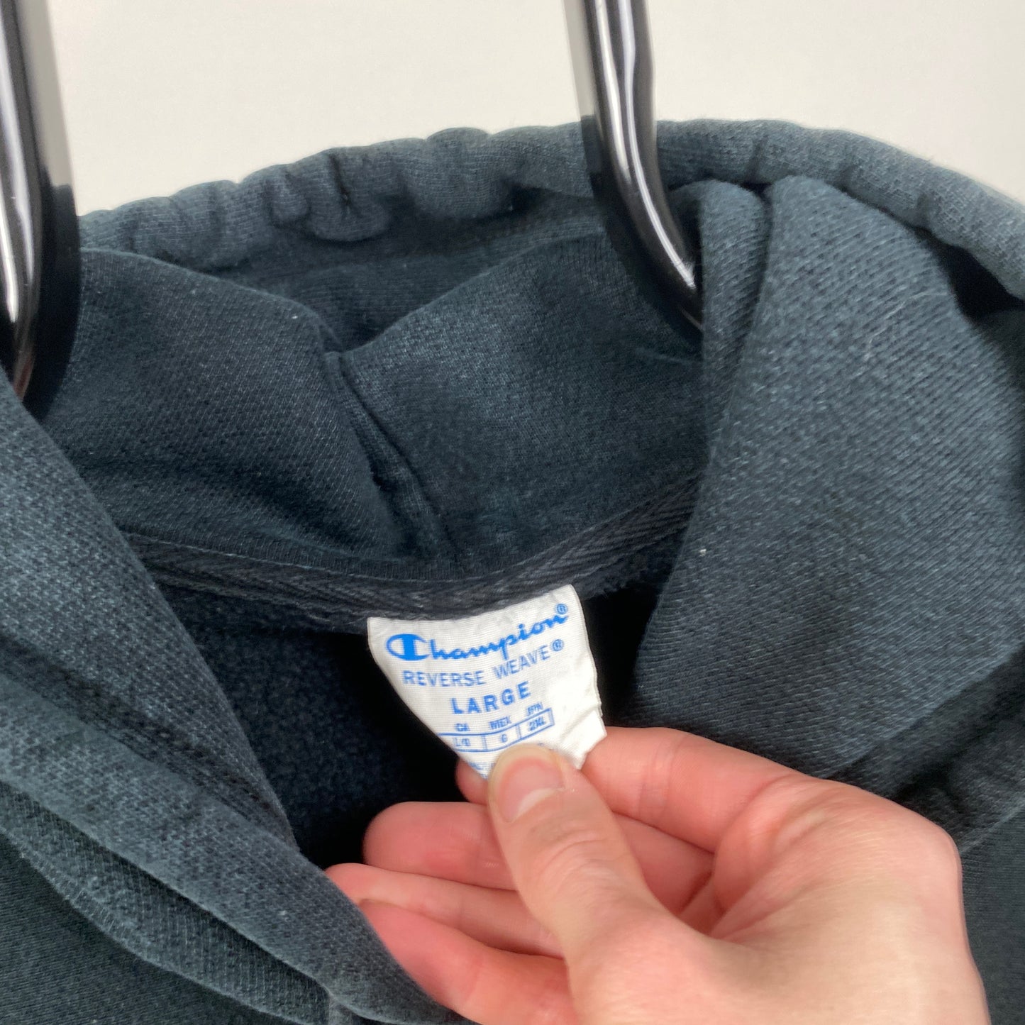 00s Champion Reverse Weave Hoodie Black Large