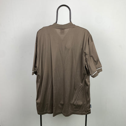 00s Nike Zip Gym T-Shirt Brown XL