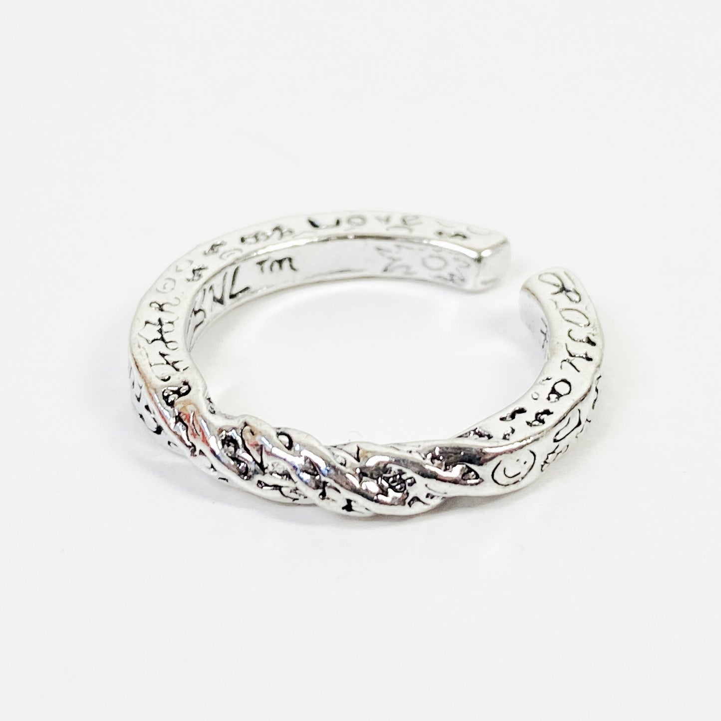 Vintage Retro Adjustable Twist Ring Silver